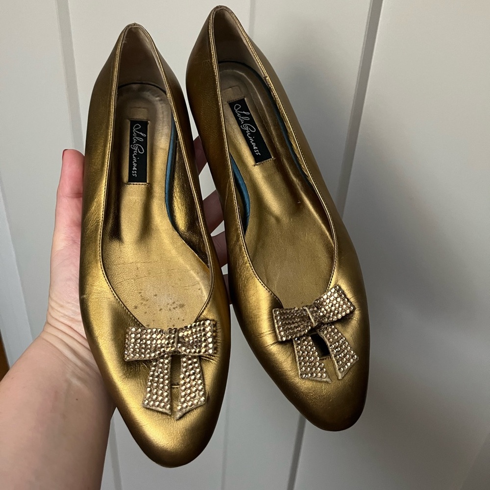 Lulu Guinness Flats 7.5 37 1/2 made in Spain holiday Christmas